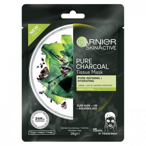 GARNIER SkinActive Pure Charcoal Tissue Black  Face Mask
