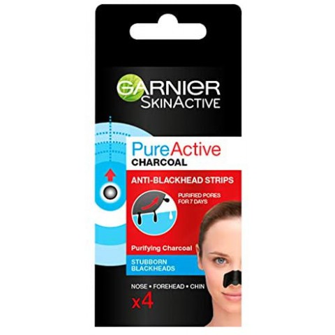Garnier Pure Active Intensive Anti-Blackhead Charcoal Nose Strips, 4-Piece