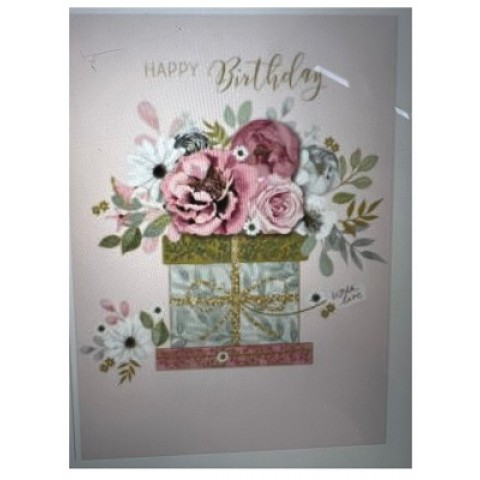 Card Happy Birthday Flowers Size 12.5cm X 17cm