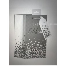 Silver Let's Celebrate Hearts Circles Hexagon Design Perfume Bag 12.5cm x 20cm